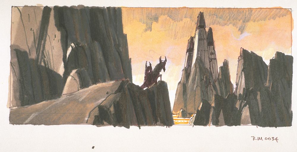 Old Ralph McQuarrie concept art for Darth Vader's castle.