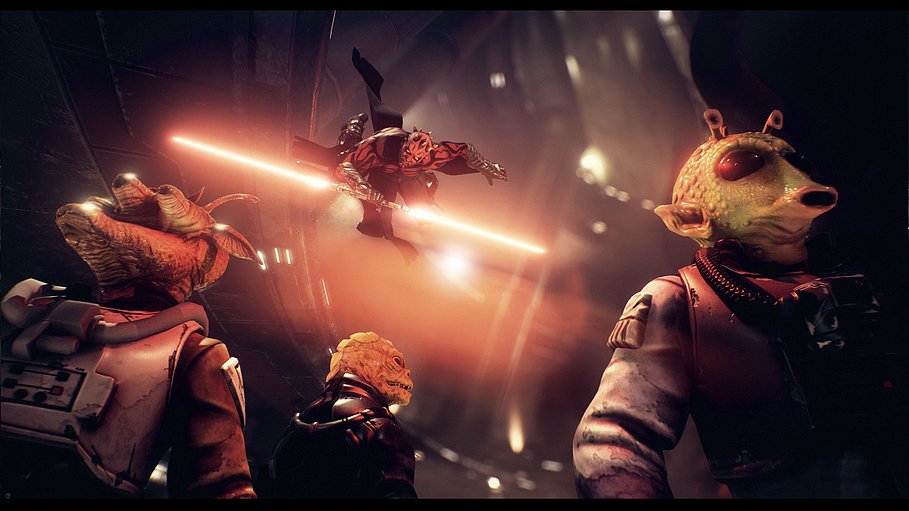 Darth Maul attacks in concept art for a cancelled game.